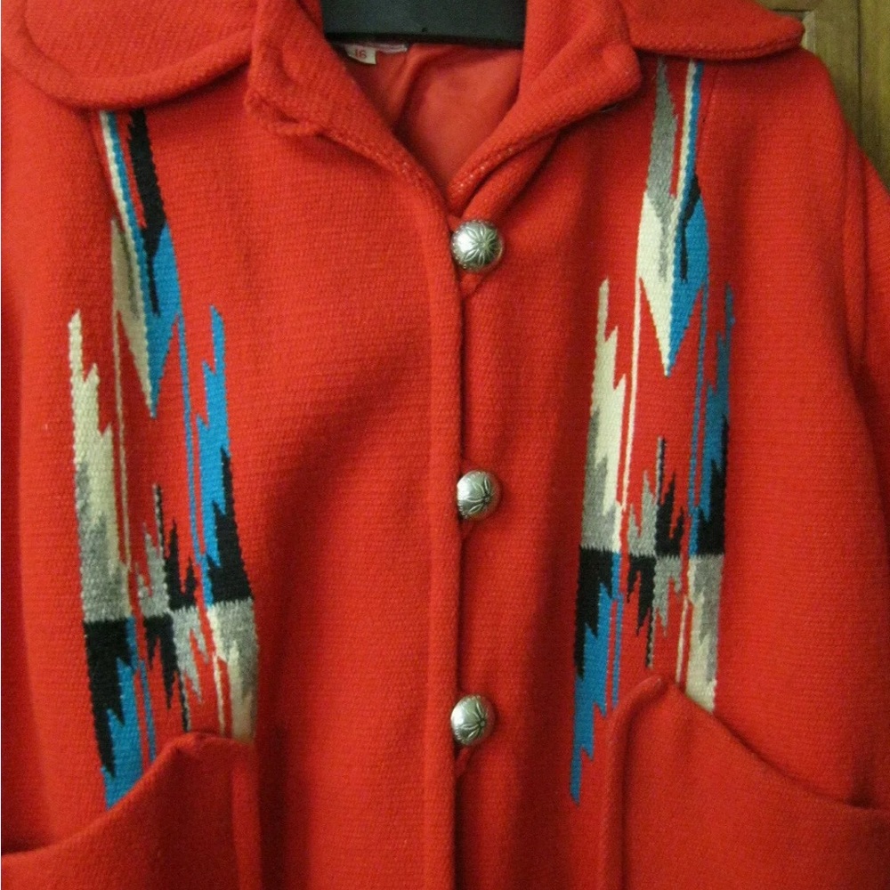Craft Red Wool Chimayo Blanket Coat - Picture 3 of 13